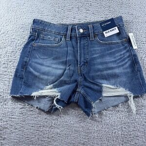 Old Navy OG Straight High Rise Shorts Womens 4 Micro Festival 3" Inseam Distress